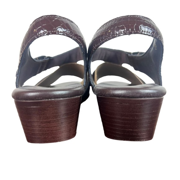 SAS Suntimer Sandals Women's 8 Narrow Brown Patent Leather Croc Block Heels - Picture 12 of 16